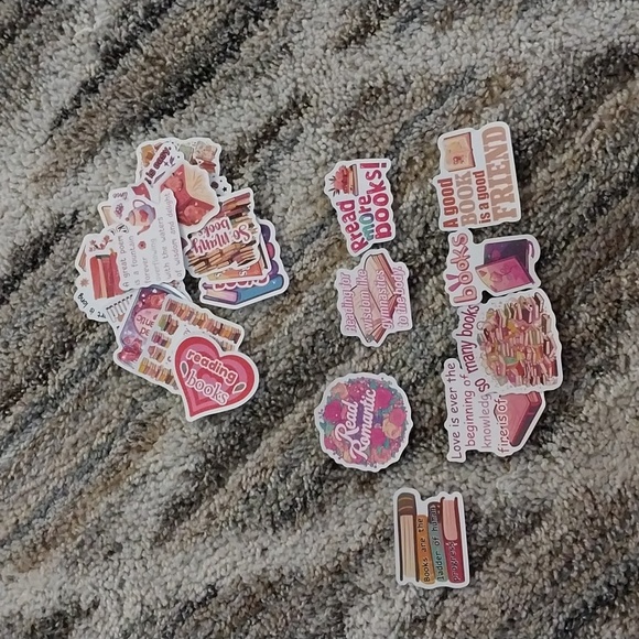 25pc Pink Book Themed Stickers - Picture 2 of 2